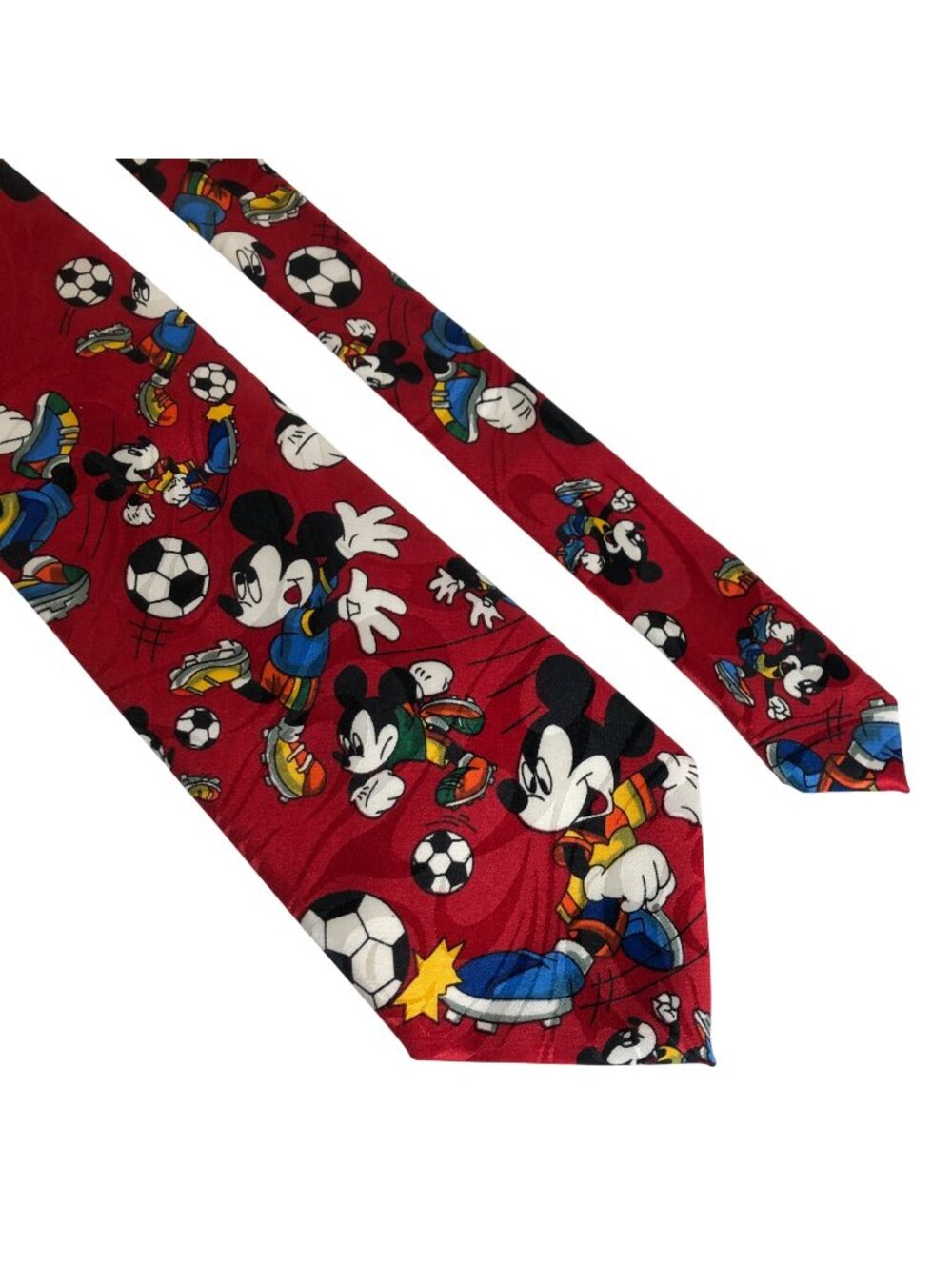 Disney Mickey Mouse Soccer Tie Red Mens Necktie Polyester Office Fun Dad Gift